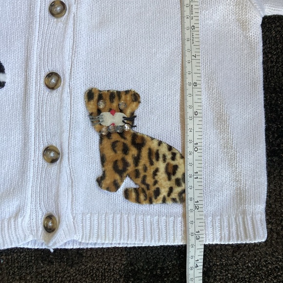 VNTG Kitty Cat w/Hearts Girls Cotton Button Up Cardigan Sweater Size 6 90's Y2K - Picture 8 of 9